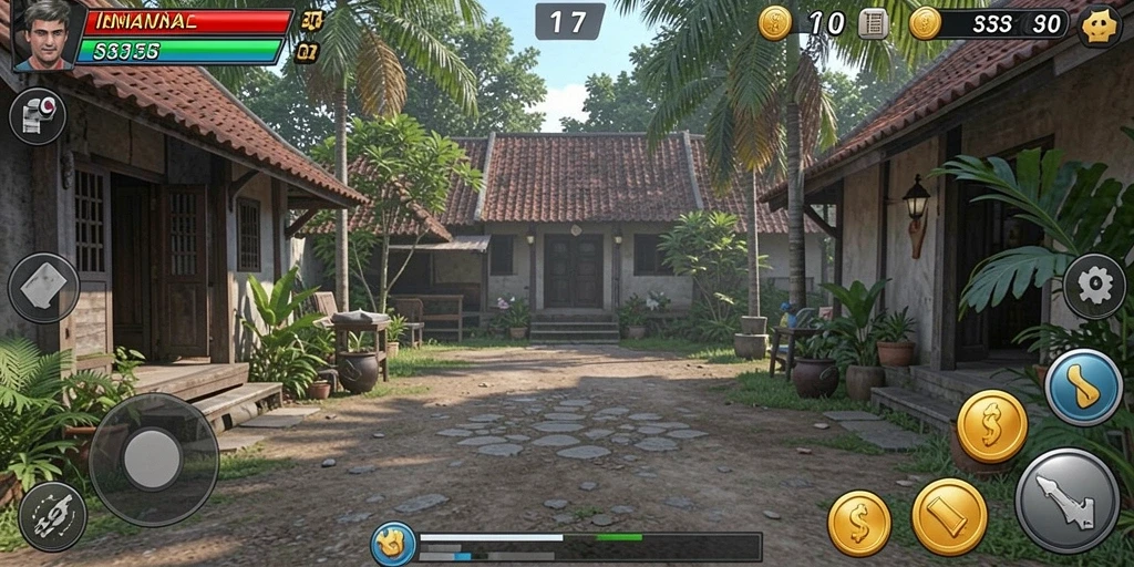 Tampilan karakter samurai yang heroik.